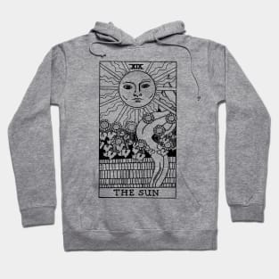 The Sun Tarot Card Black and White Hoodie